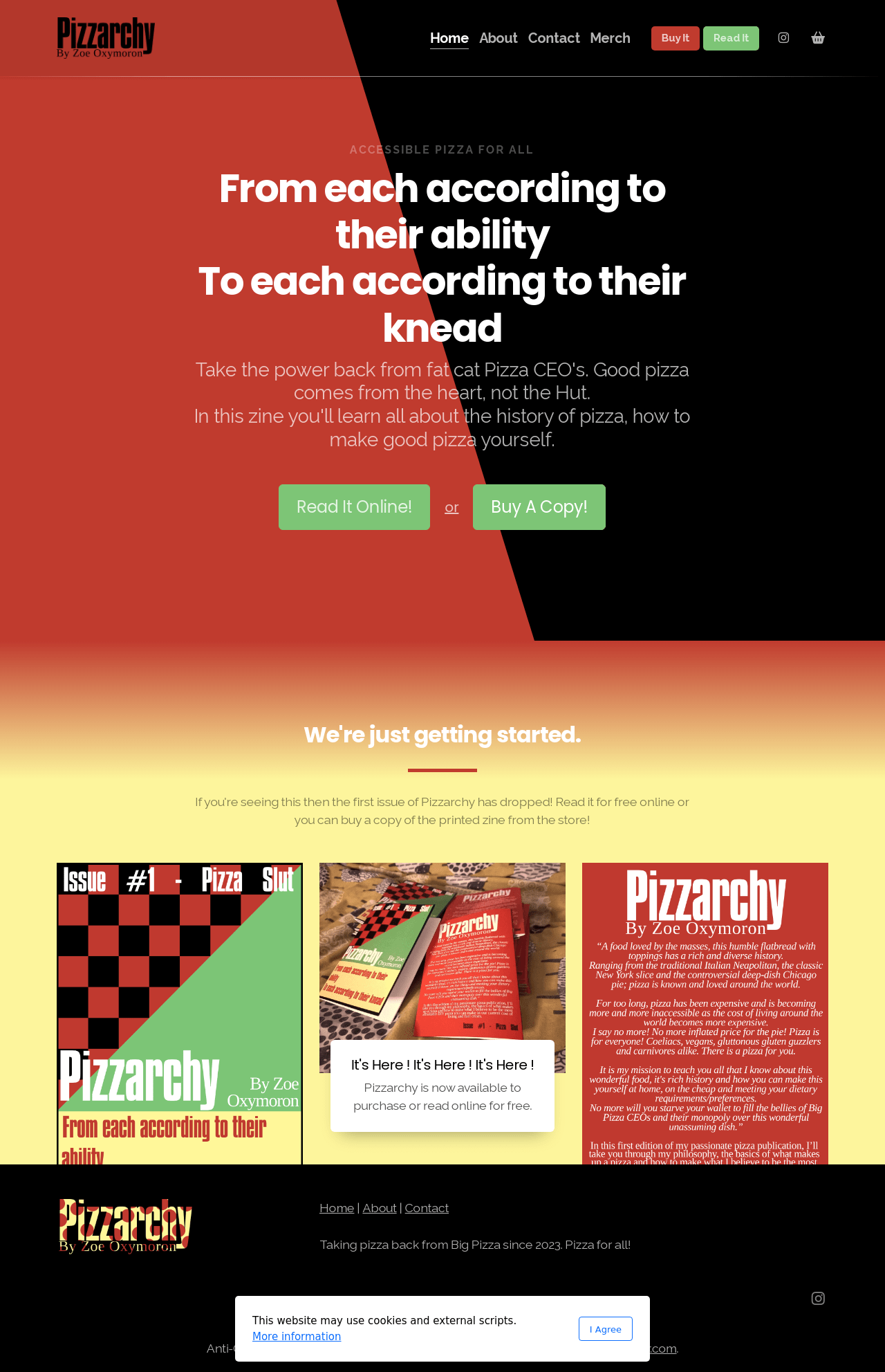 A screenshot of the website for Pizzarchy.